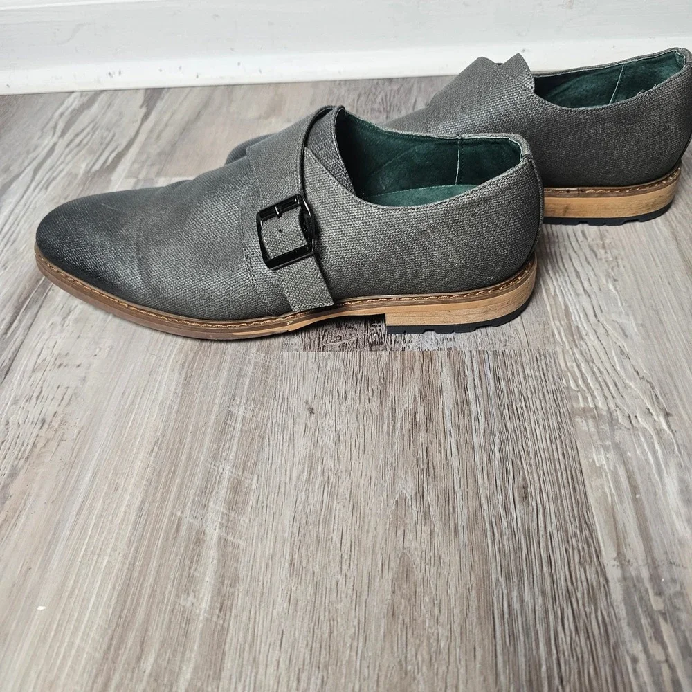 Todd Welsh Gray‎ Monk Strap Dress Shoes Mens 9.5 D Textured Lug Sole Academia